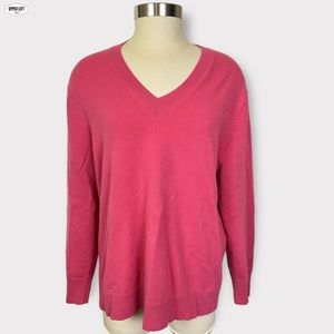 Uniqlo Cashmere V-neck Long Sleeve Sweater in Pink - Womens XL